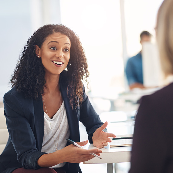Woman conducting interview